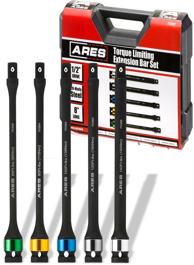 آريس ARES 70367 - مجموعة قضبان تمديد لتحديد عزم الدوران - قضبان من الكروم والموليبدينوم، مقاس 1/2 بوصة، طول 8 بوصات، مقاومة للصدمات - خاصية المرونة تمنع الإفراط في الشد - مرمزة بالألوان لسهولة التمييز - Image 1